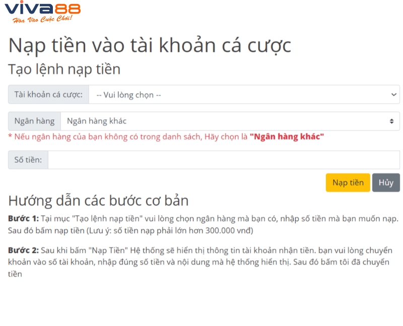 nạp tiền vào tài khoản đăng ký bong88