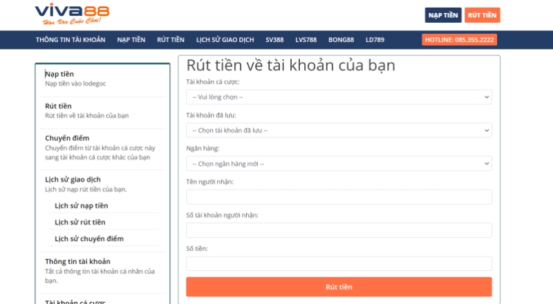 rút tiền tài khoản lvs788