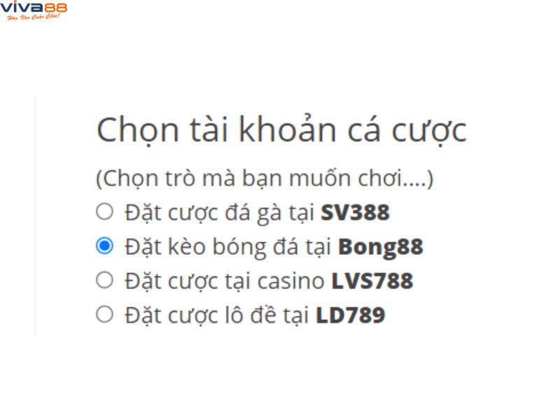 Chọn tài khoản cá cược là Đặt kèo bóng đá tại Bong88